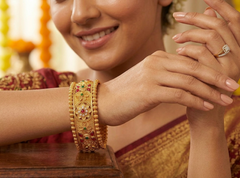 Antique Gold-Plated Floral Temple Bangles