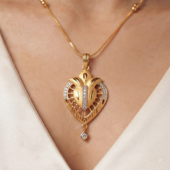 Designer Gold Plated Heart Pendant Necklace Set