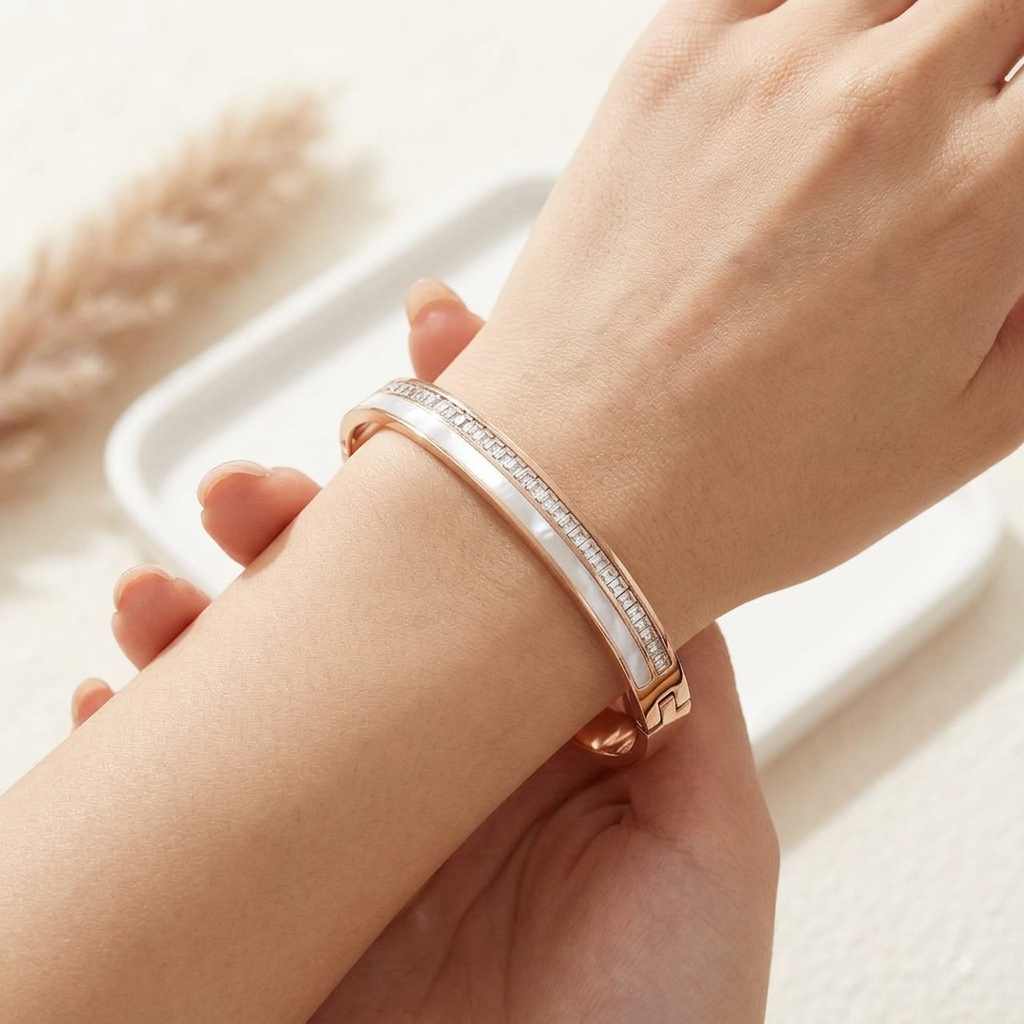 Rose Gold Plated Foldable Kada Bracelet for Women