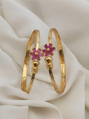 24k Gold Plated Adjustable Floral Kada Bracelet