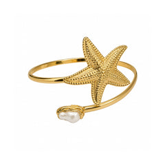 Gold Starfish Pearl Arm Cuff | Ocean Inspired Statement Armlet