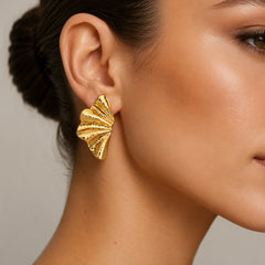 Gold Butterfly Wing Stud Earrings | Sculptural Statement Earrings