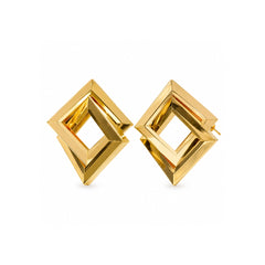 Geometric Cube Statement Earrings | Bold Gold Jewellery