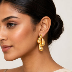 Gold Teardrop Cluster Earrings | Elegant Statement Drop Earrings