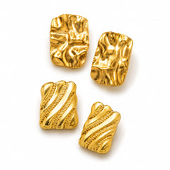 Gold Textured Rectangle Statement Earrings | Bold Modern Fashion Earrings