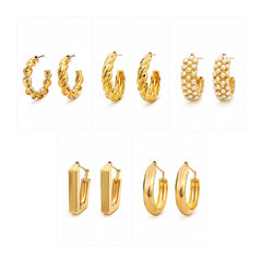 Classic Hoop Earring Set | Gold Tone Everyday Jewellery