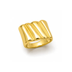 Gold Sculpted Wide Statement Ring | Bold Modern Fashion Ring