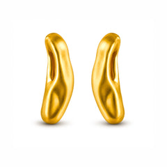 Gold Sculptural Hoop Earrings | Modern Organic Statement Earrings