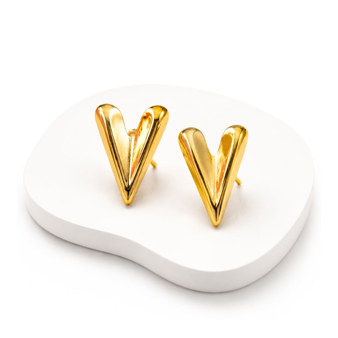Gold Mixed Design Statement Stud Earrings | Bold Modern Fashion Earrings