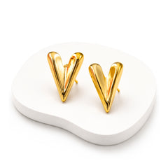 Gold Mixed Design Statement Stud Earrings | Bold Modern Fashion Earrings