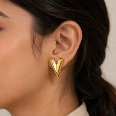 Gold Mixed Design Statement Stud Earrings | Bold Modern Fashion Earrings