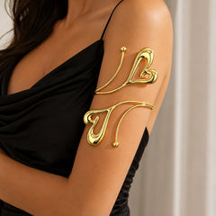 Gold Heart Open Arm Cuff | Elegant Love-Inspired Armlet