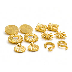 Gold Multi-Design Stud Earring Set | 6 Unique Pairs
