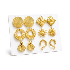 Gold Multi-Design Stud Earring Set | 6 Unique Pairs