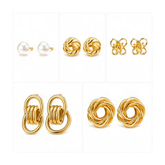 Elegant Stud Earring Set | Gold Tone Everyday Jewellery