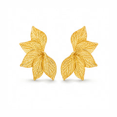 Gold Leaf Cluster Stud Earrings | Nature-Inspired Statement Earrings
