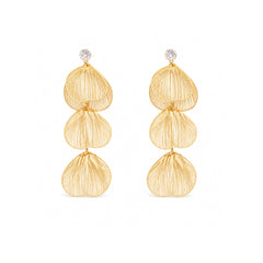 Golden Petal Drop Earrings | Crystal Statement Jewellery