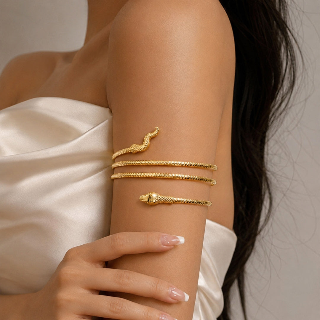 Gold Snake Coil Arm Cuff | Bold Serpent-Inspired Armlet