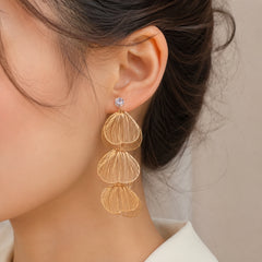 Golden Petal Drop Earrings | Crystal Statement Jewellery