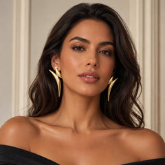 Gold Leaf Drop Earrings | Sleek Nature-Inspired Statement Earrings