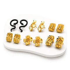 Gold Multi-Design Stud Earring Set | Bold Modern Mix & Match Studs