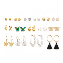 Trendy Multi-Style Earring Set | Gold Tone Fashion Jewellery