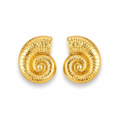 Gold Spiral Shell Statement Earrings | Bold Modern Fashion Earrings