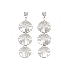Silver Shell Drop Earrings | Crystal Statement Jewellery