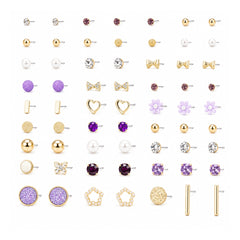 Pastel Stud Earring Set | Trendy Gold Tone Jewellery