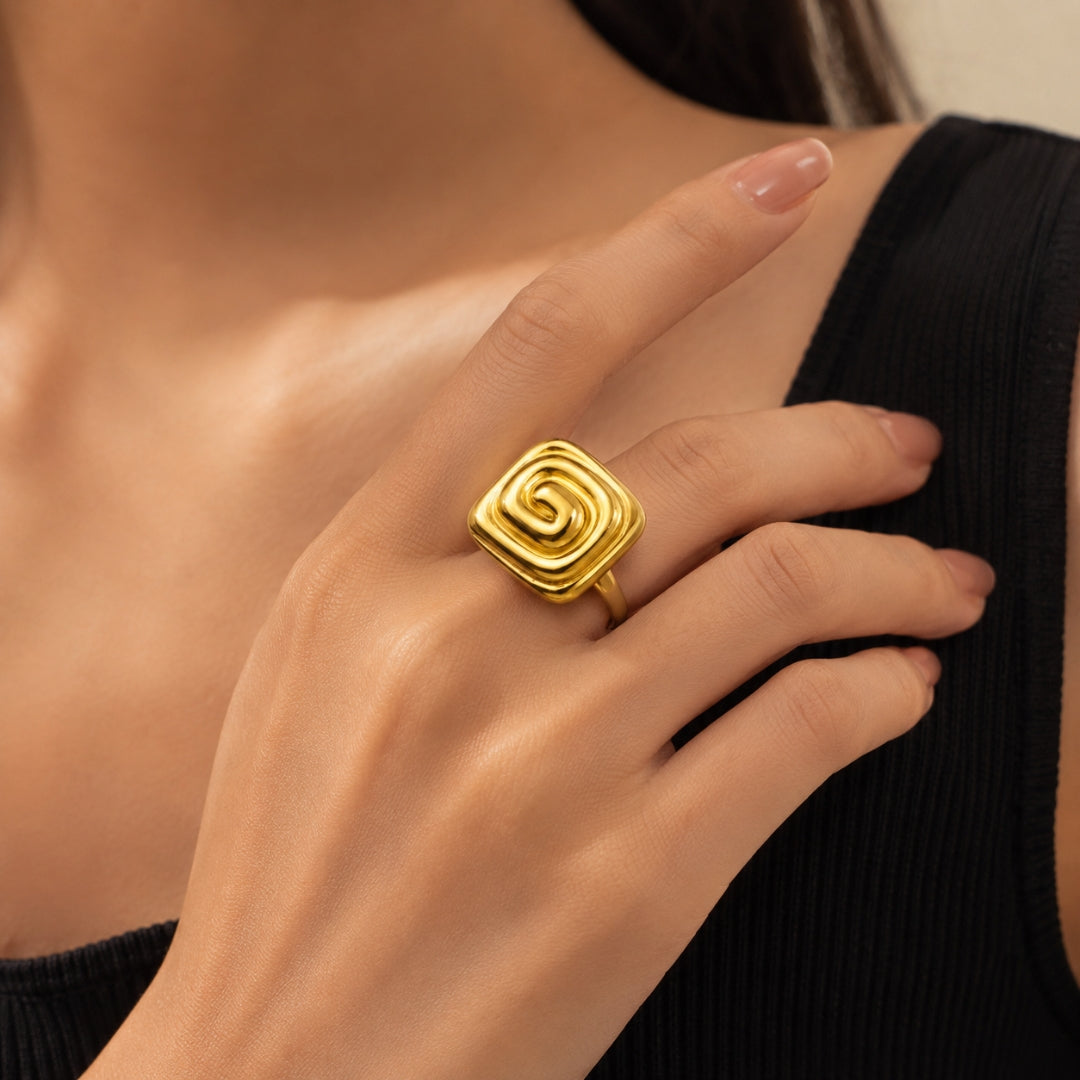 Gold Woven Textured Ring | Statement Fashion Ring