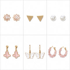 Blush Bloom Earring Set | Pastel Gold Tone Jewellery
