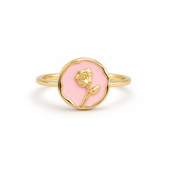 Gold Floral Enamel Statement Ring | Bold Modern Fashion Ring