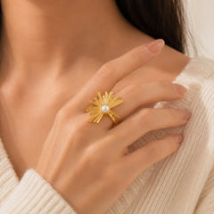 Gold Textured Swirl Statement Ring | Bold Fashion Ring