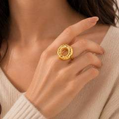 Gold Woven Textured Ring | Statement Fashion Ring