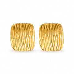 Gold Textured Square Stud Earrings | Modern Statement Earrings