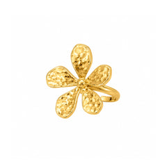 Gold Flower Statement Ring | Hammered Floral Bold Ring