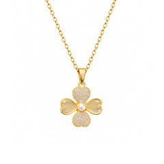 Pearl Clover Pendant Necklace | Elegant Gold Charm Jewellery