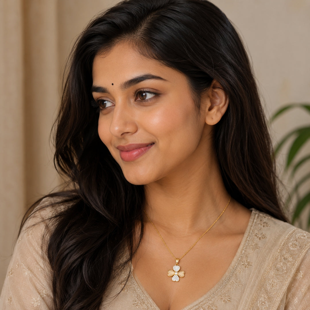 Pearl Clover Pendant Necklace | Elegant Gold Charm Jewellery