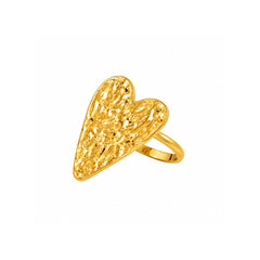 Gold Textured Heart Ring | Statement Cocktail Ring