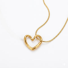 Gold Open Heart Pendant Necklace | Minimal Romantic Jewellery