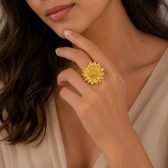 Gold Textured Heart Statement Ring | Bold & Elegant Jewellery