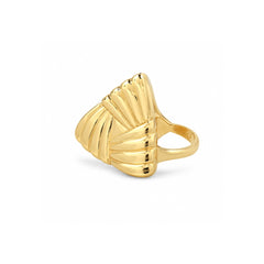 Gold Textured Triangular Statement Ring | Bold Geometric Jewellery