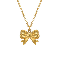 Gold Bow Pendant Necklace | Elegant Feminine Charm Jewellery