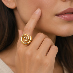 Gold Spiral Statement Ring | Bold Swirl Jewellery