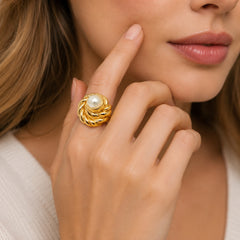 Gold Spiral Statement Ring | Elegant Modern Jewellery