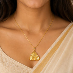 Gold Textured Triangle Pendant Necklace | Modern Statement Jewellery