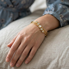 Gold Pearl Crystal Bracelet | Elegant Layered Bangle