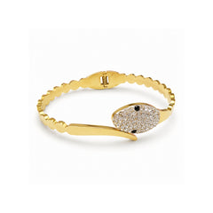 Gold Crystal Snake Bracelet | Statement Serpent Bangle