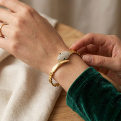 Gold Crystal Snake Bracelet | Statement Serpent Bangle