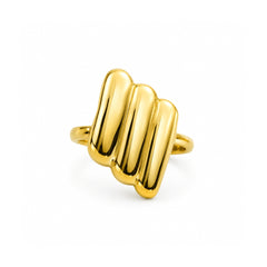 Gold Striped Statement Ring | Bold Modern Metallic Ring